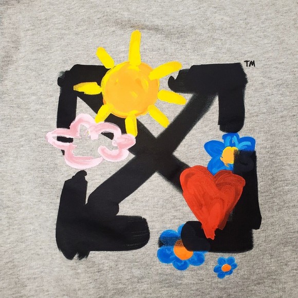 Off-White Kids Graphic Sun & Peace Logo Print High Neck Tee Sweatshirt S… - Picture 5 of 9
